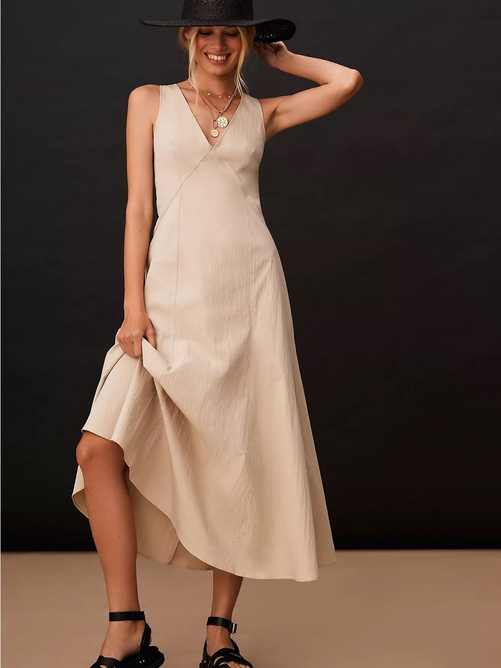 Anthropologie Sleeveless V-Neck A-Line Dress | Size 10 | NWT